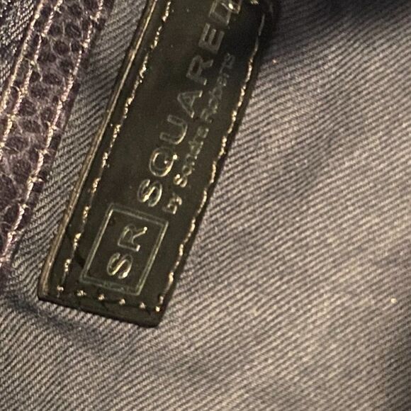 1101 1990s Squared By Sondra Roberts Hobo Bag Embossed Navy Leather New - Picture 4 of 13